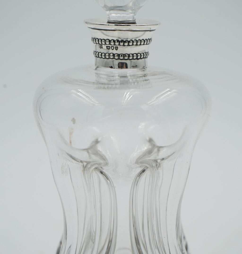 ANTIQUE 1891 WILLIAM HUTTON & SONS LONDON STERLING SILVER COLLAR PINCH DECANTER