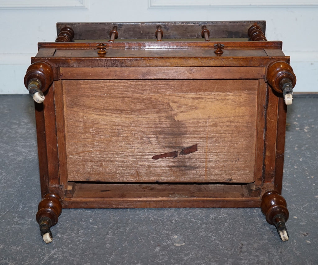 FINE ANTIQUE VICTORIAN 1860 BURR WALNUT CANTERBURY MAGAZINE RACK BOBBIN COLUMNS