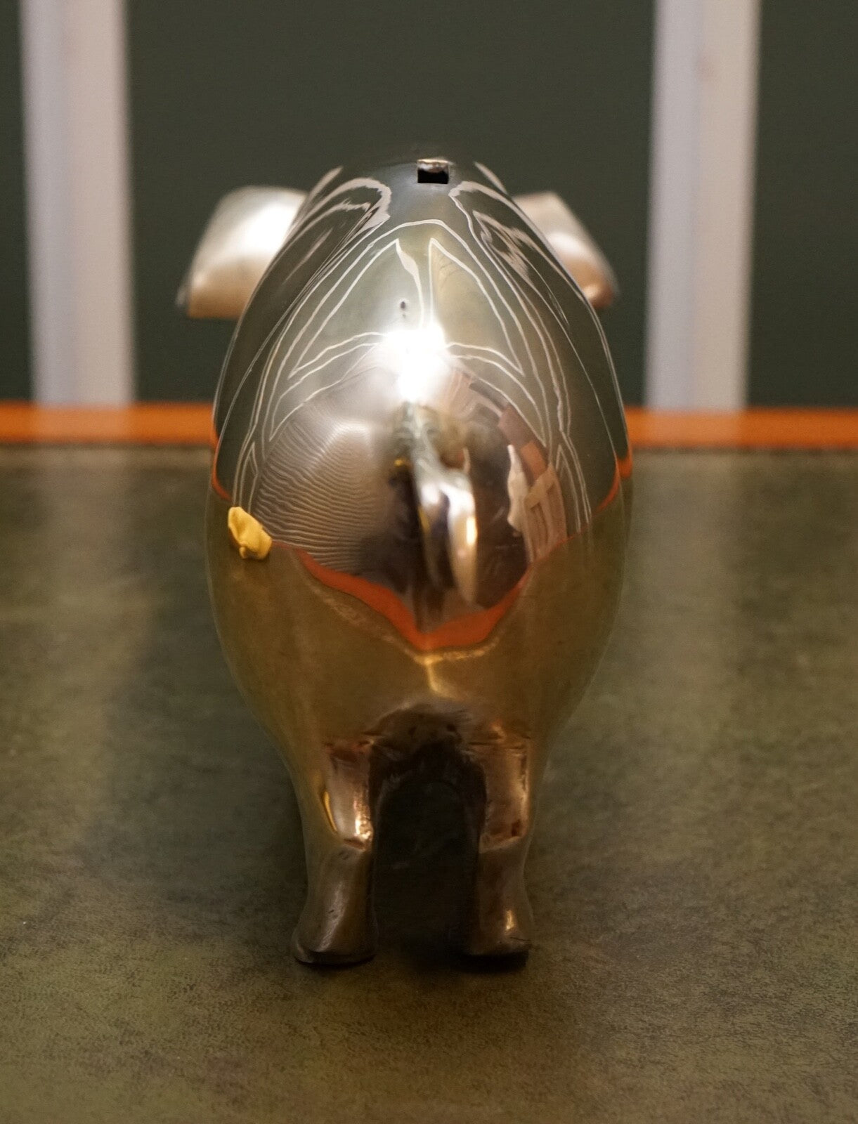 1920s ANTIQUE DECORATIVE BRASS PIGGY BANK