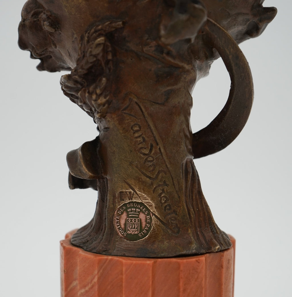 ANTIQUE 1885-1930 GEORGE VAN DER STRAETEN BRONZE BUST OF DUTCH LADY