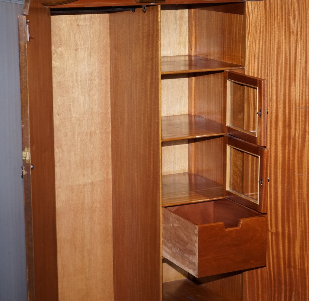 ART DECO 1920'S QUEEN ANNE ENGLiSH  BURR WALNUT TWO DOOR WARDROBE