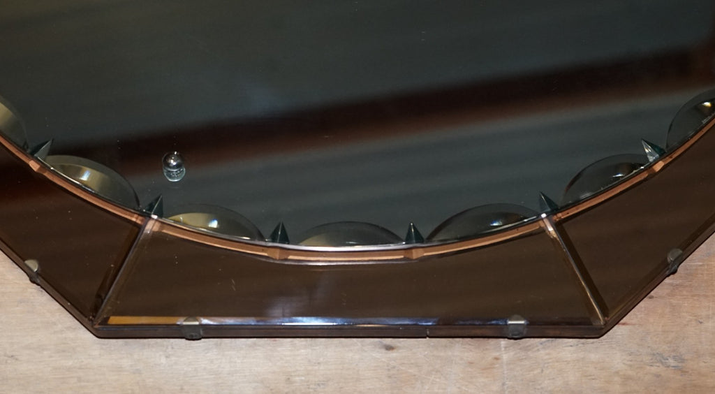 STUNNING LARGE FRENCH ART DECO 1920'S PEACH COLOURED WALL MIRROR