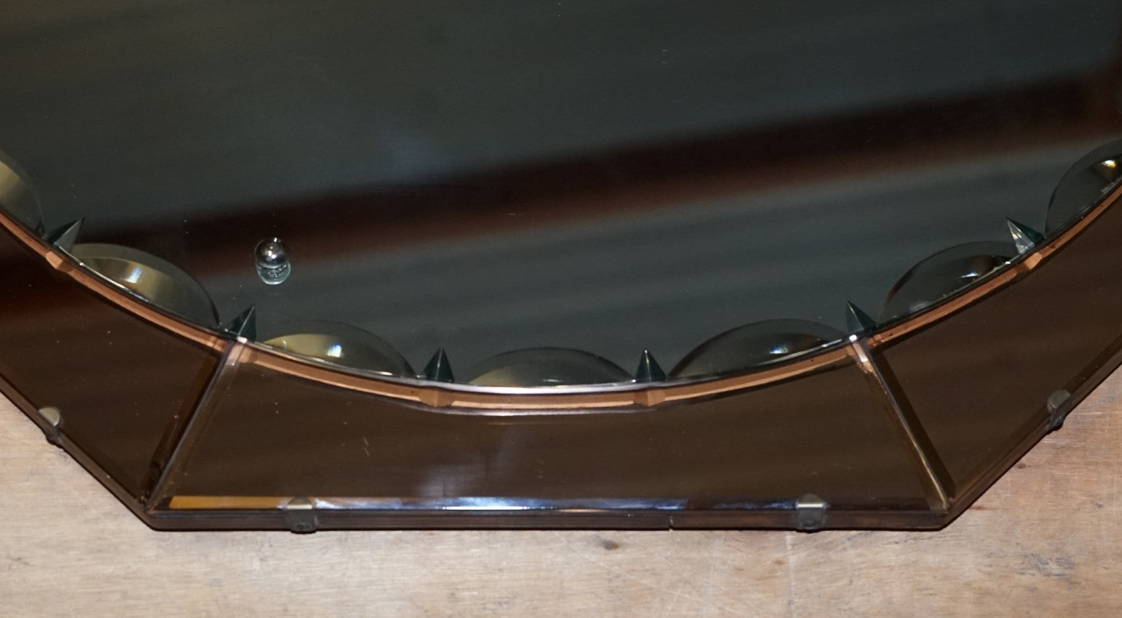 STUNNING LARGE FRENCH ART DECO 1920'S PEACH COLOURED WALL MIRROR