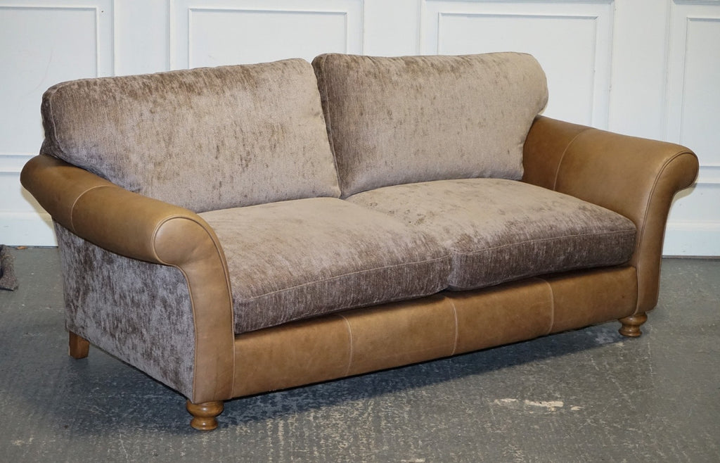 VINTAGE ALEXANDER & JAMES BLAKE 3 SEATER LEATHER & FABRIC SOFA RRP £2,240