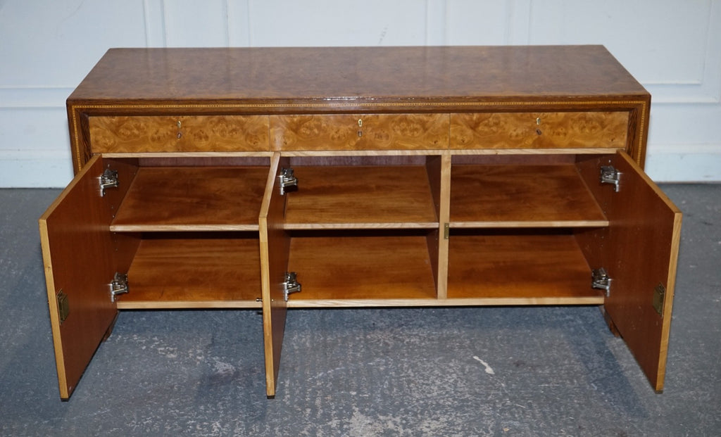 WARD BENNET BRICKEL ASSOCIATES RESTORED PAIR OF BURR WALNUT SIDEBOARDS