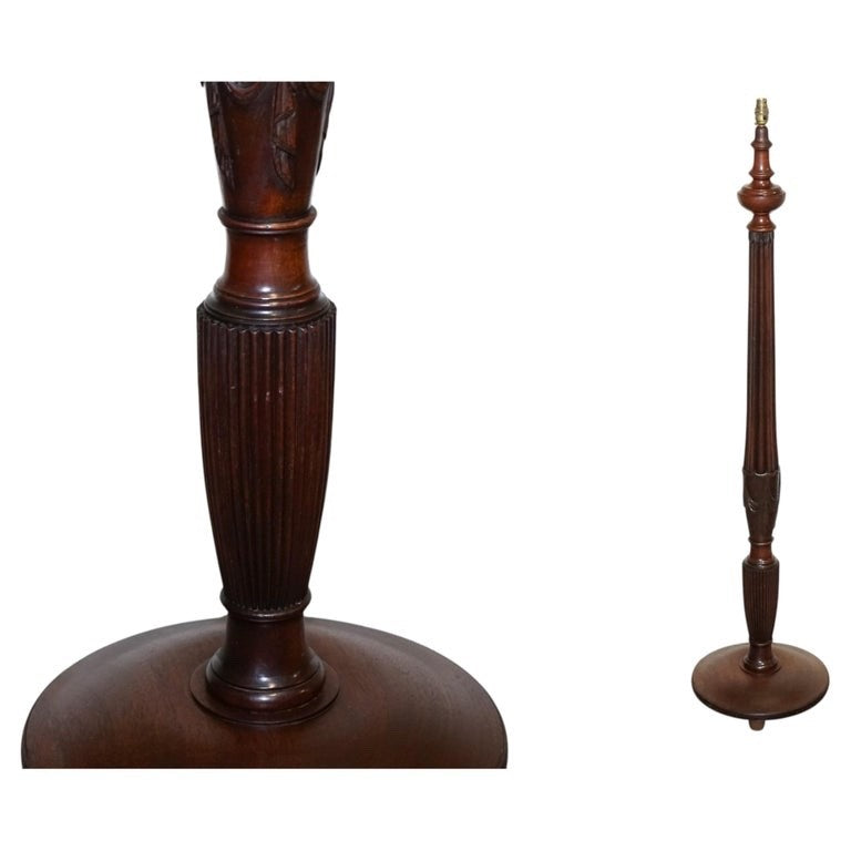 ANTIQUE 1920'S TRADITIONAL ENGLISH HARDWOOD  STANDARD FLOOR LAMP