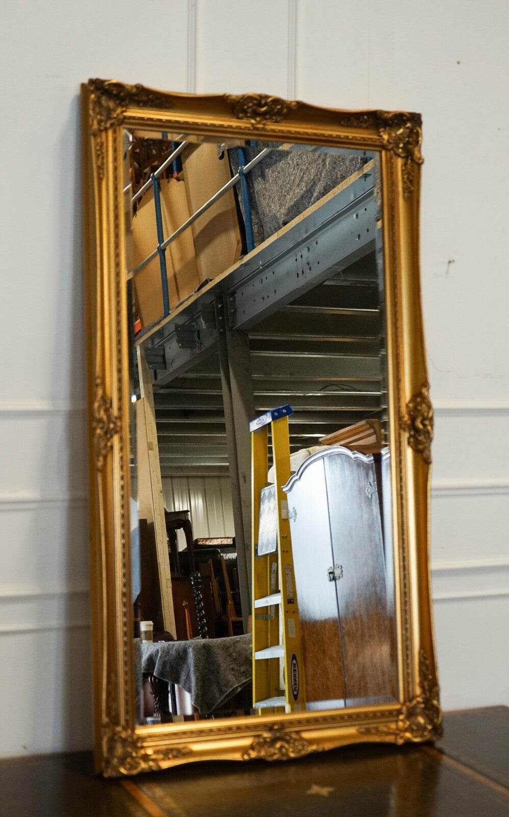 LARGE FRENCH CLASSIC GOLDEN ORNATE WALL REGAL MIRROR 138 X 77 CM