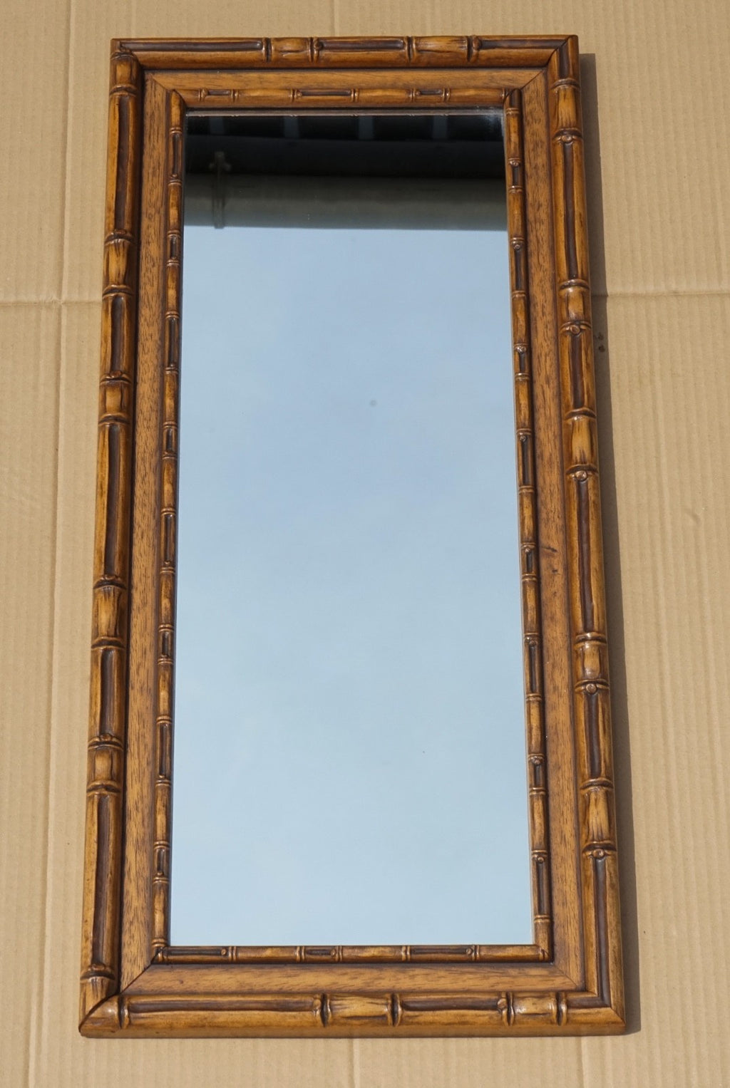 VINTAGE RECTANGULAR FAUX BAMBOO WALL HANGING MIRROR