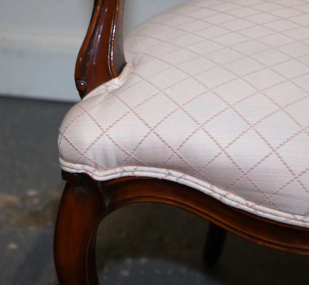 VINTAGE FRENCH STYLE WALNUT UPHOLSTERED SALON ARMCHAIR
