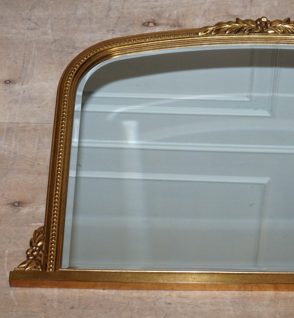 VINTAGE VICTORIAN STYLE GILTED OVERMANTEL WALL MIRROR