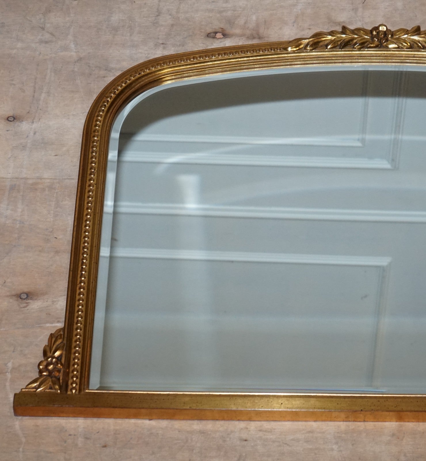 VINTAGE VICTORIAN STYLE GILTED OVERMANTEL WALL MIRROR