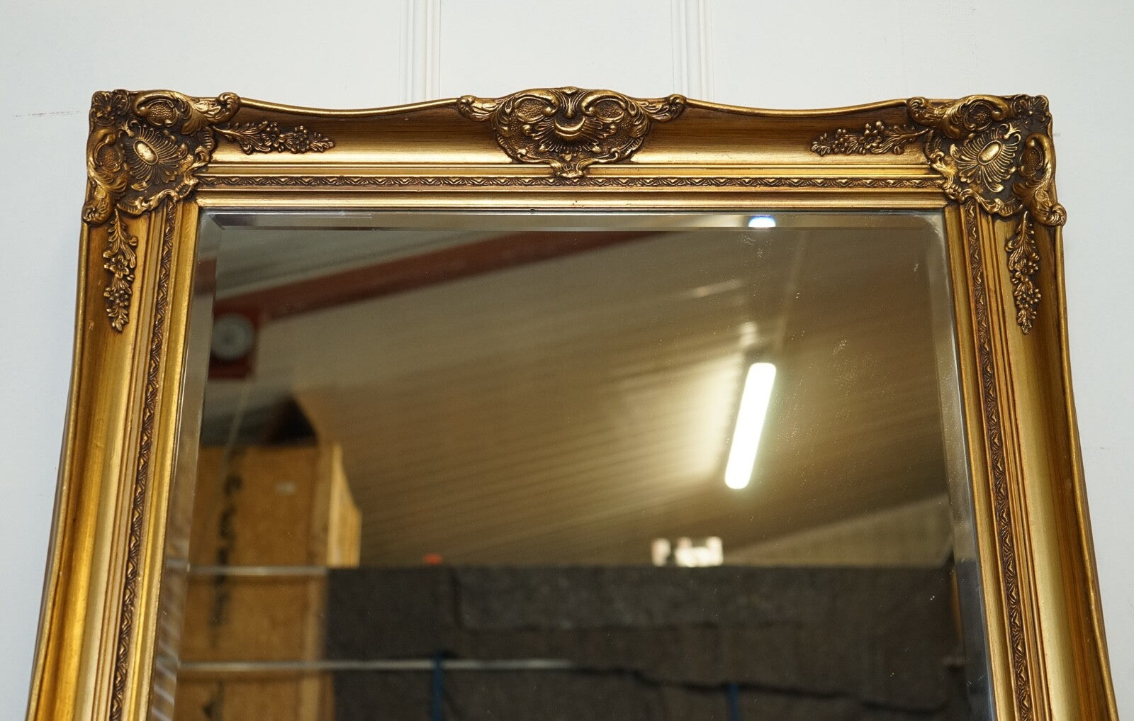 LARGE FRENCH CLASSIC GOLDEN ORNATE WALL REGAL MIRROR 138 X 77 CM