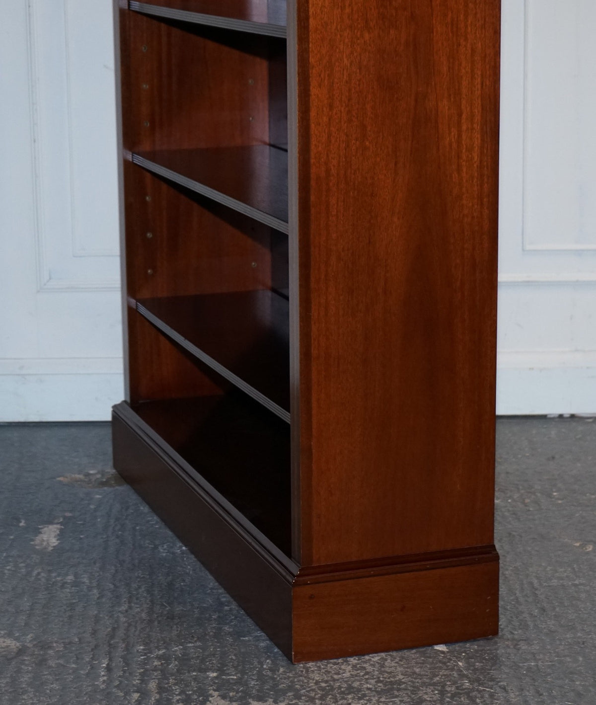 LARGE VINTAGE EDWARDIAN STYLE INLAID SHERATON OPEN BOOKCASE ADJUSTABLE SHELVES