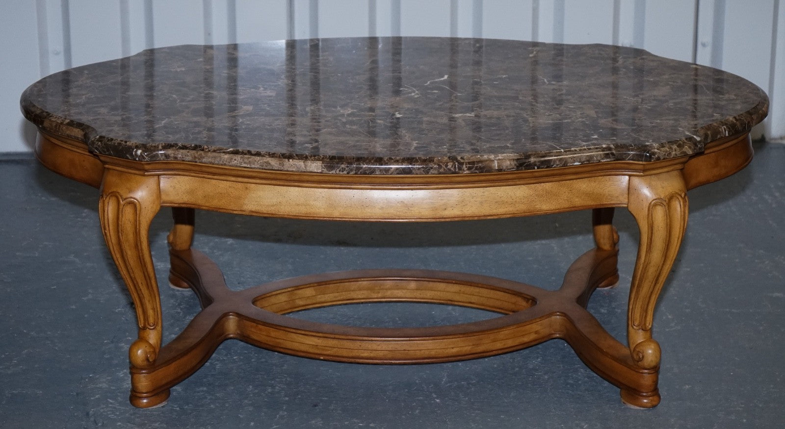 VINTAGE FRENCH STYLE COFFEE TABLE WITH FAUX MABRLE TOP