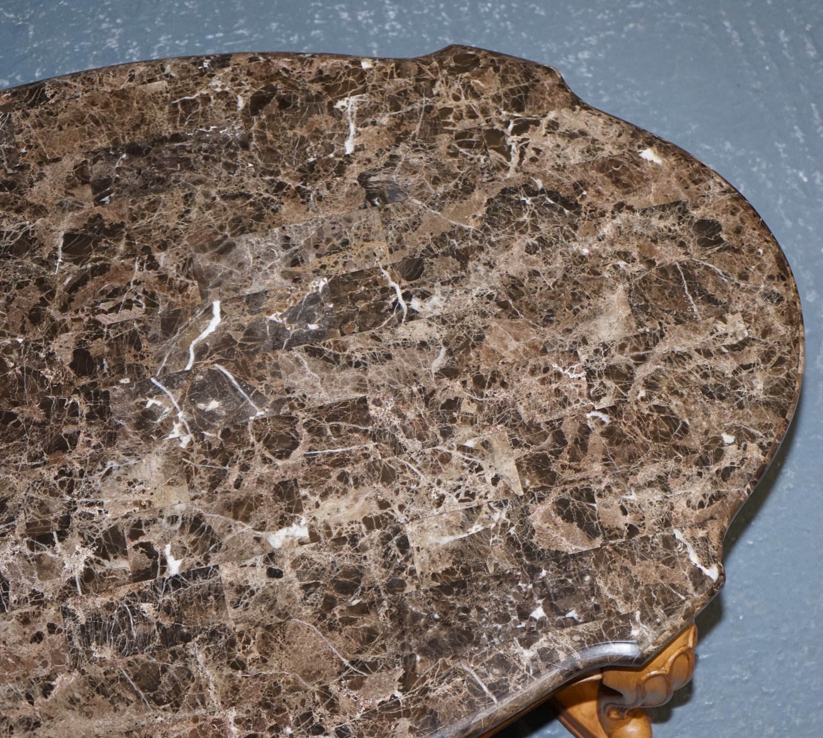 VINTAGE FRENCH STYLE COFFEE TABLE WITH FAUX MABRLE TOP