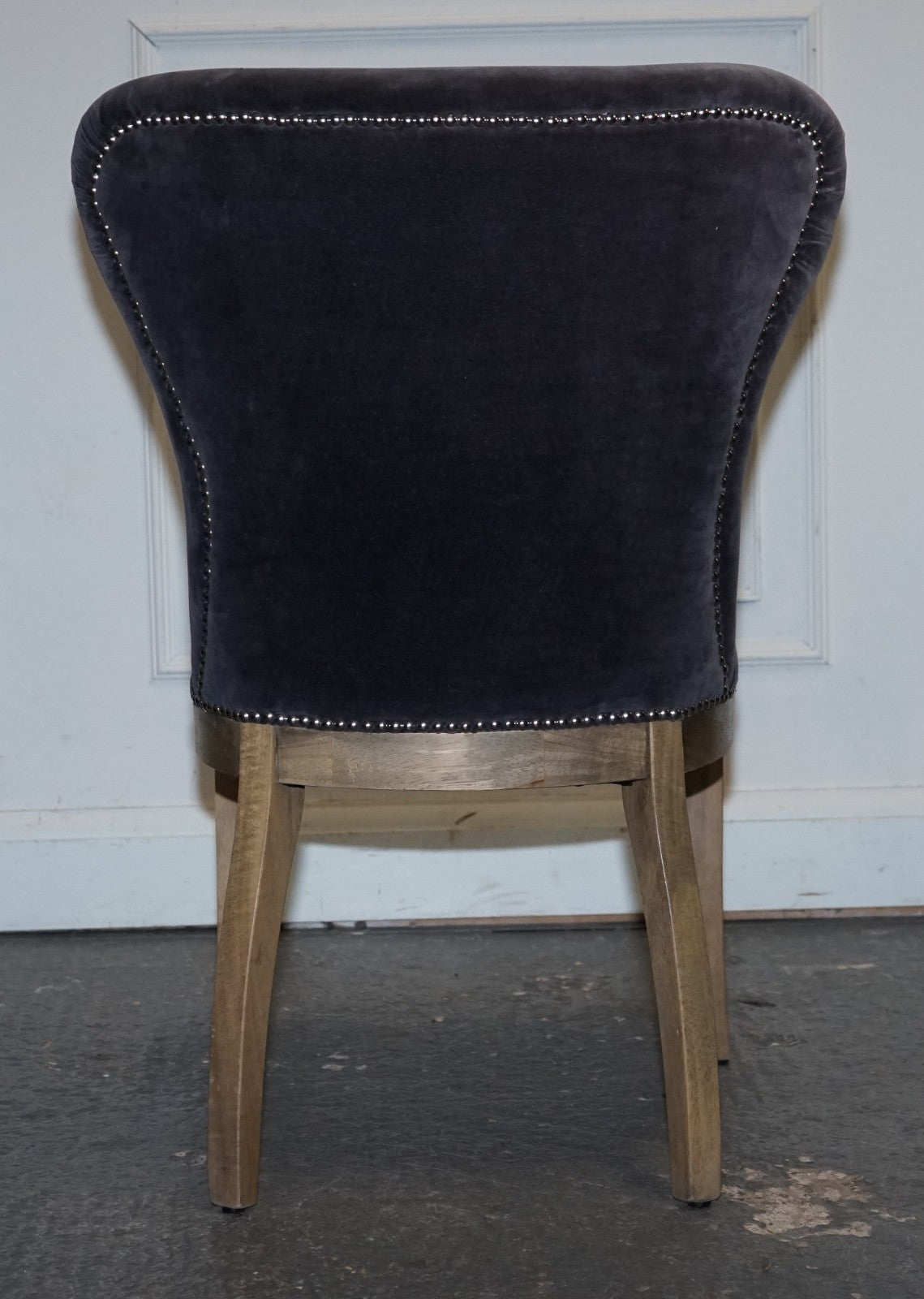 VINTAGE HALO RICHMOND SINGLE DESK OR DINING CHAIR NAVY VELVET FABRIC WITH STUDS