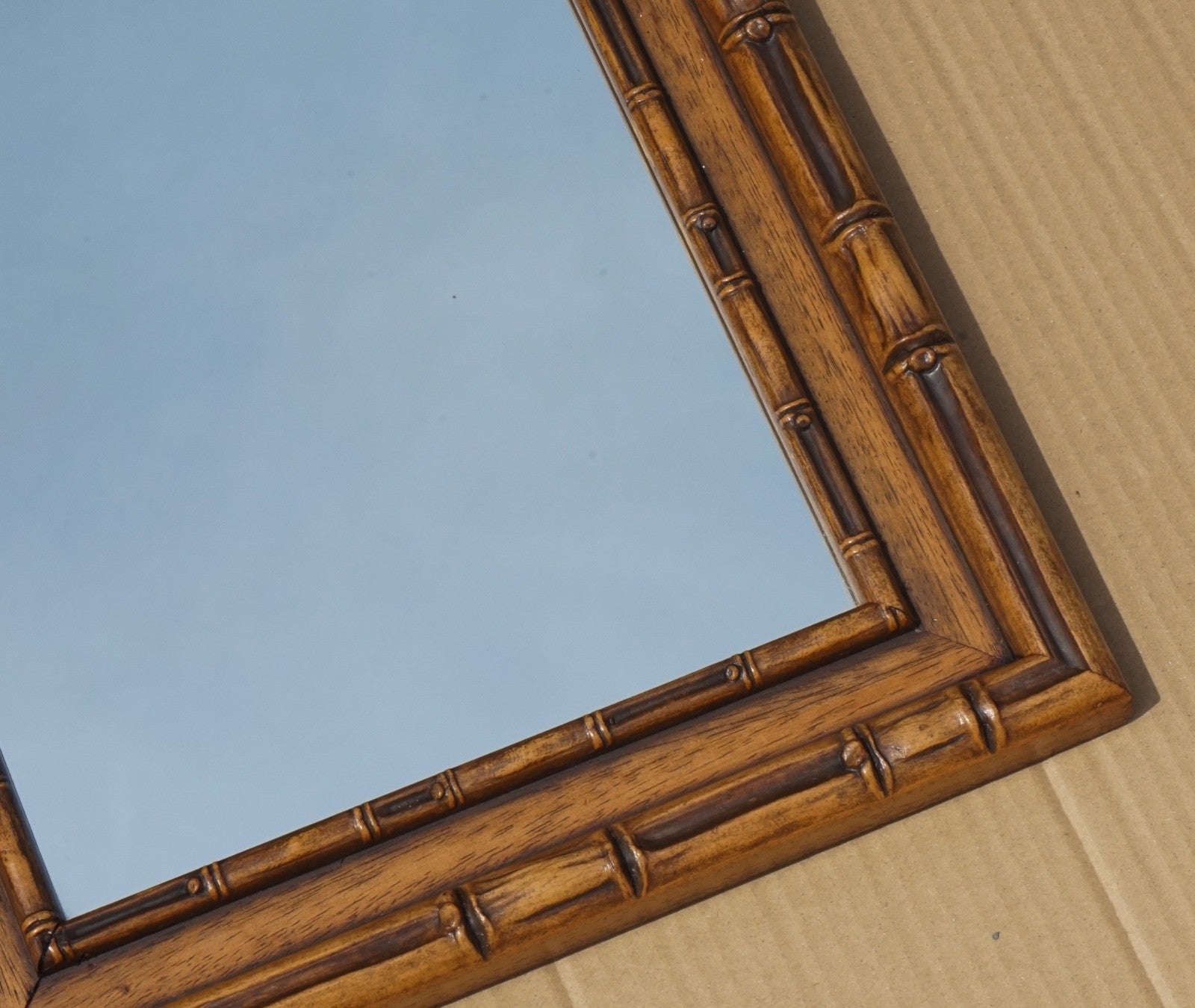 VINTAGE RECTANGULAR FAUX BAMBOO WALL HANGING MIRROR