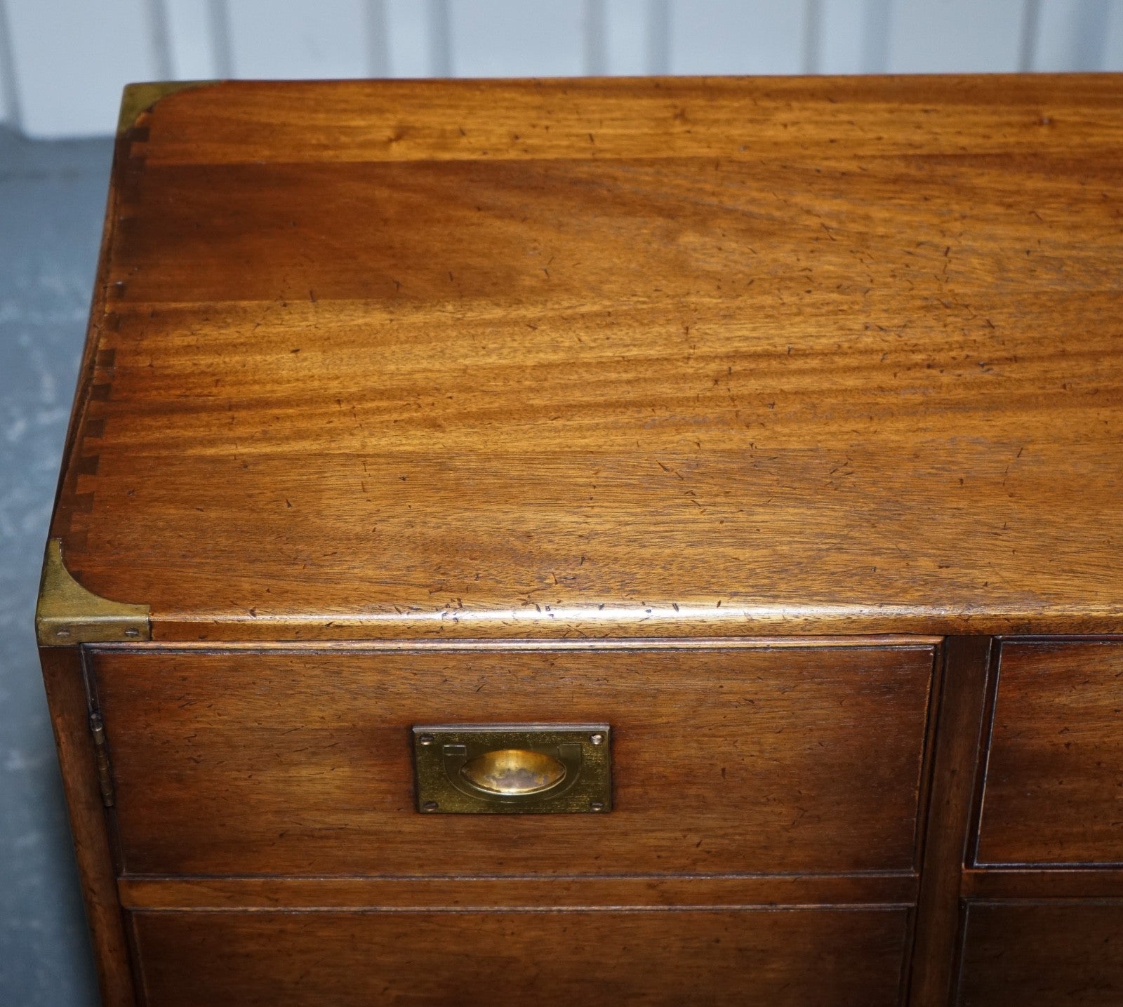 1950'S ENGLISH BEVAN FUNNEL MILITARY CAMPAIGN SIDEBOARD BRASS FITTINGS