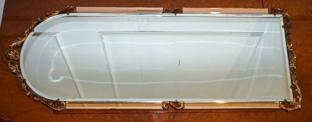 VINTAGE 1960'S ART DECO STYLE MIRROR WITH BEVELED PEACH GLASS PANELS BY ATSONEA