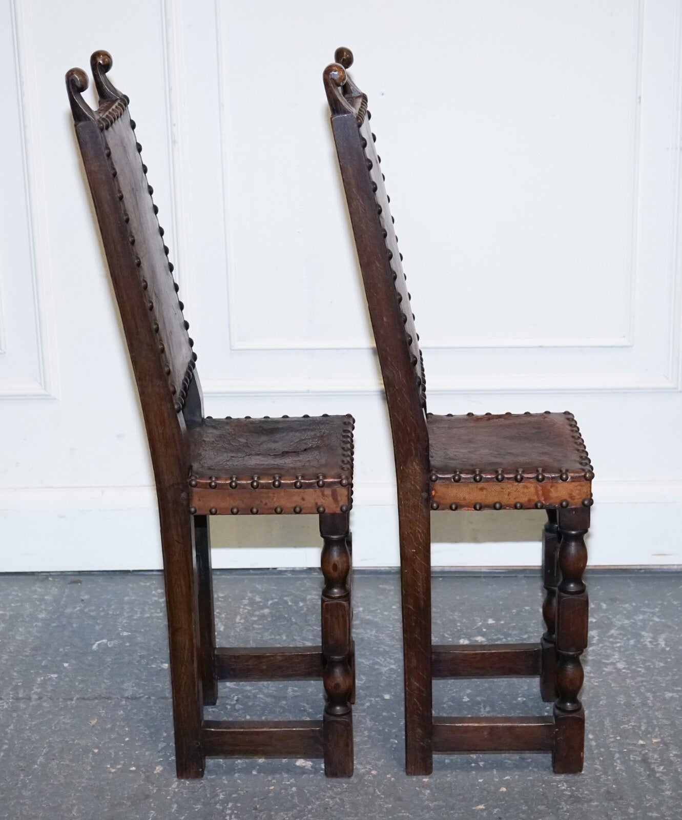 BEAUTIFUL PAIR OF DECORATIVE  17TH CENTURY REVIVAL OAK CHILDS CORRECTION CHAIR