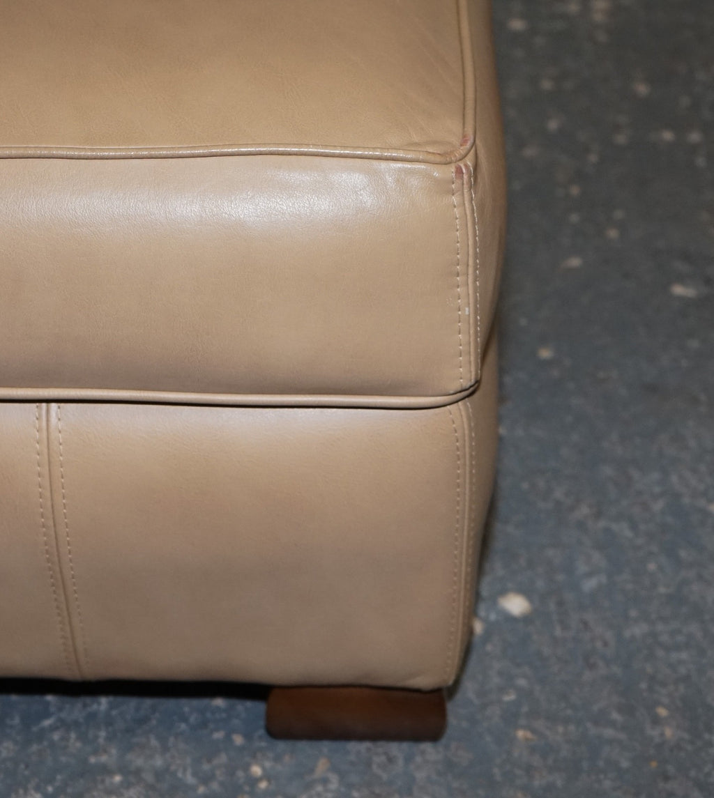 FINE LATTE BROWN LEATHER OTTOMAN FOOTSTOOL WITH STORAGE BY MULTIYORK ENGLAND