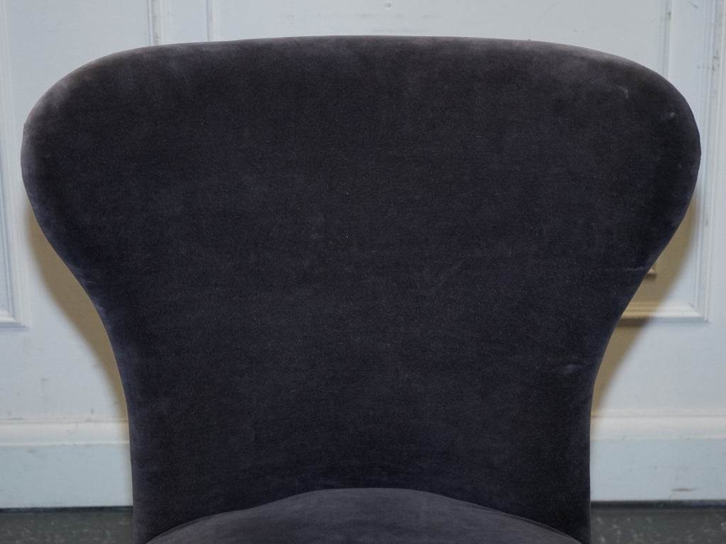 VINTAGE HALO RICHMOND SINGLE DESK OR DINING CHAIR NAVY VELVET FABRIC WITH STUDS