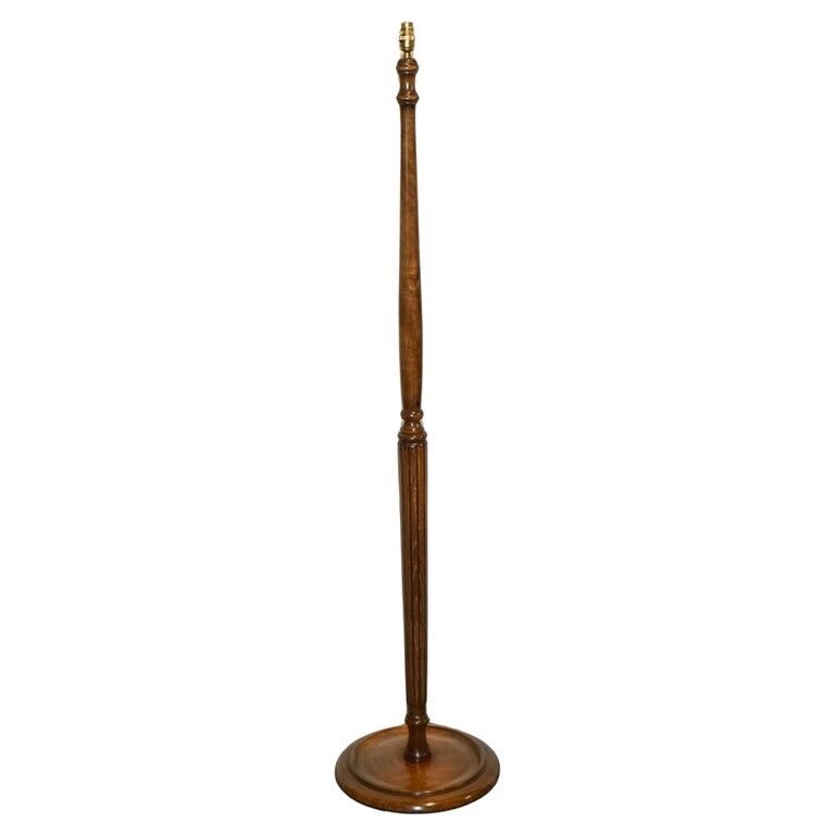 ANTIQUE 1930'S FRENCH POLISHED WALNUT STANDARD FLOOR LAMP