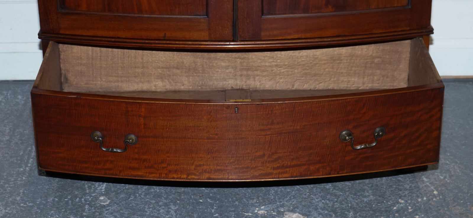 ANTIQUE ENGLISH GEORGE III LINEN PRESS CONVERTED TO WARDROBE