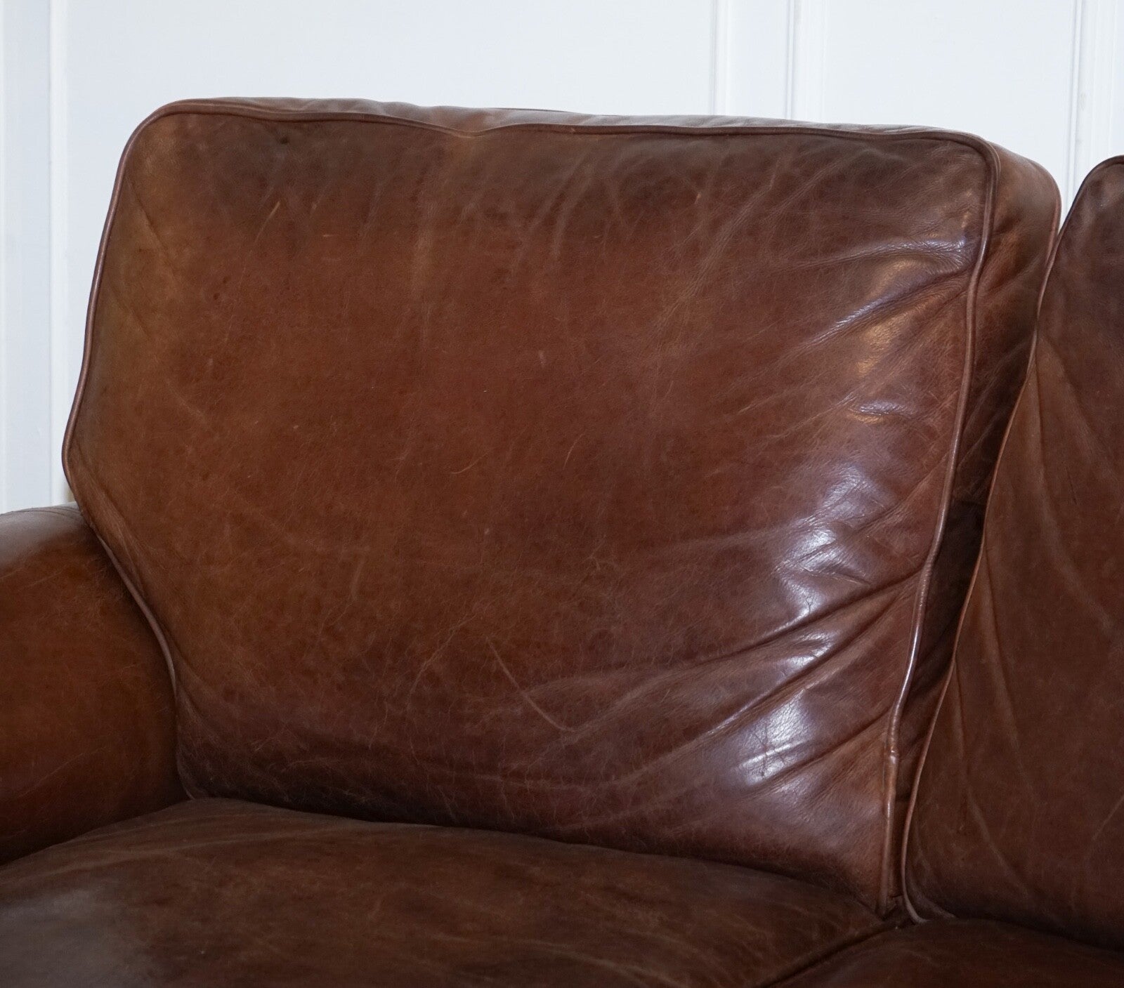 VINTAGE HALO TWO SEATER  BROWN  LEATHER SOFA