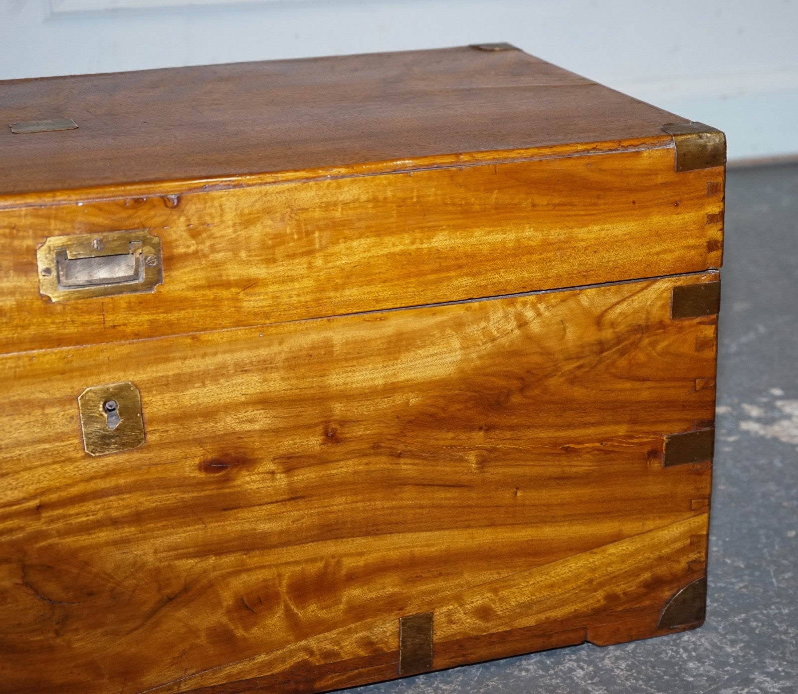 19TH CENTURY ENGLISH ANTIQUE FULLY RESTORED CAMPHOR WOOD CHEST STORAGE TRUNK