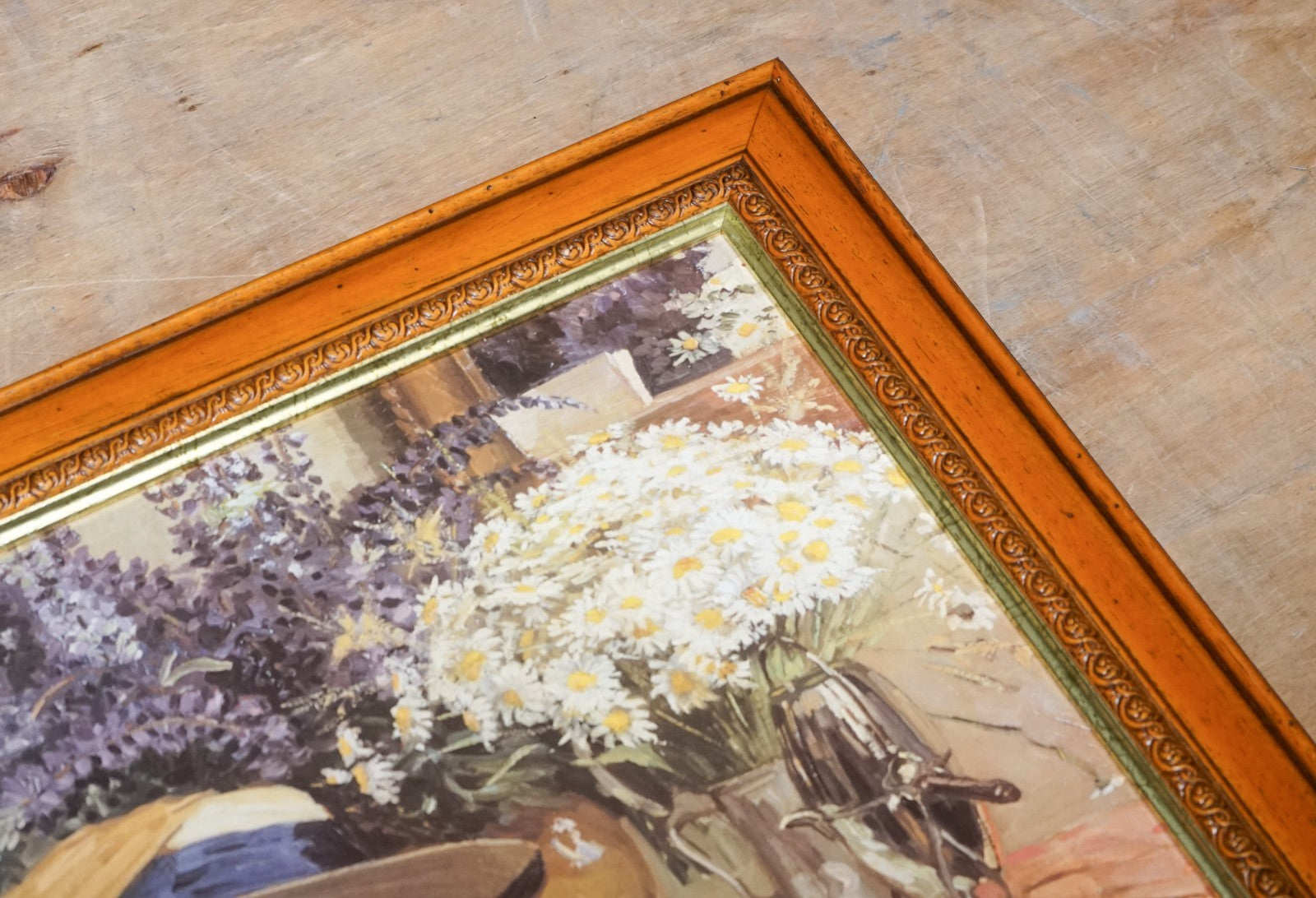 VINTAGE PRINT PAINTING ''SUMMER DAYS'' BY ROBERT STUBNER WOODEN FRAME 63 X 52 CM