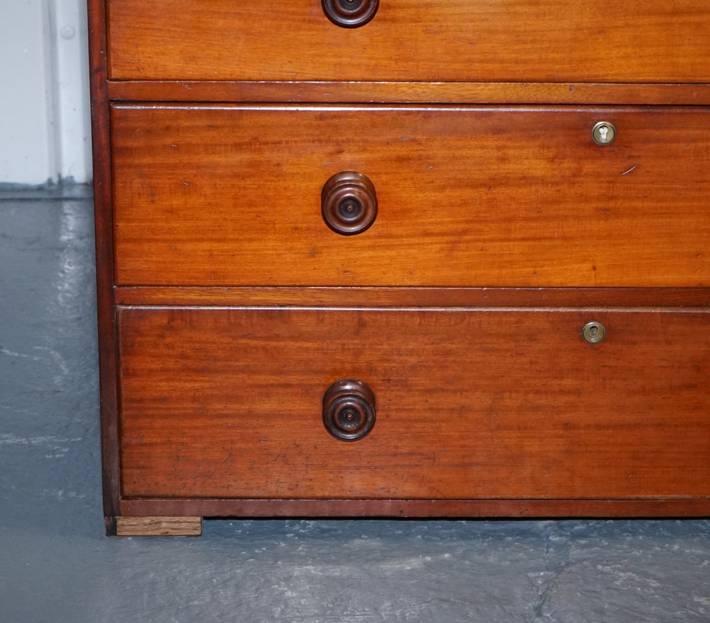 LARGE EARLY VICTORIAN CHEST OF DRAWERS WITH ORIGINAL KNOBS AND LOCKS