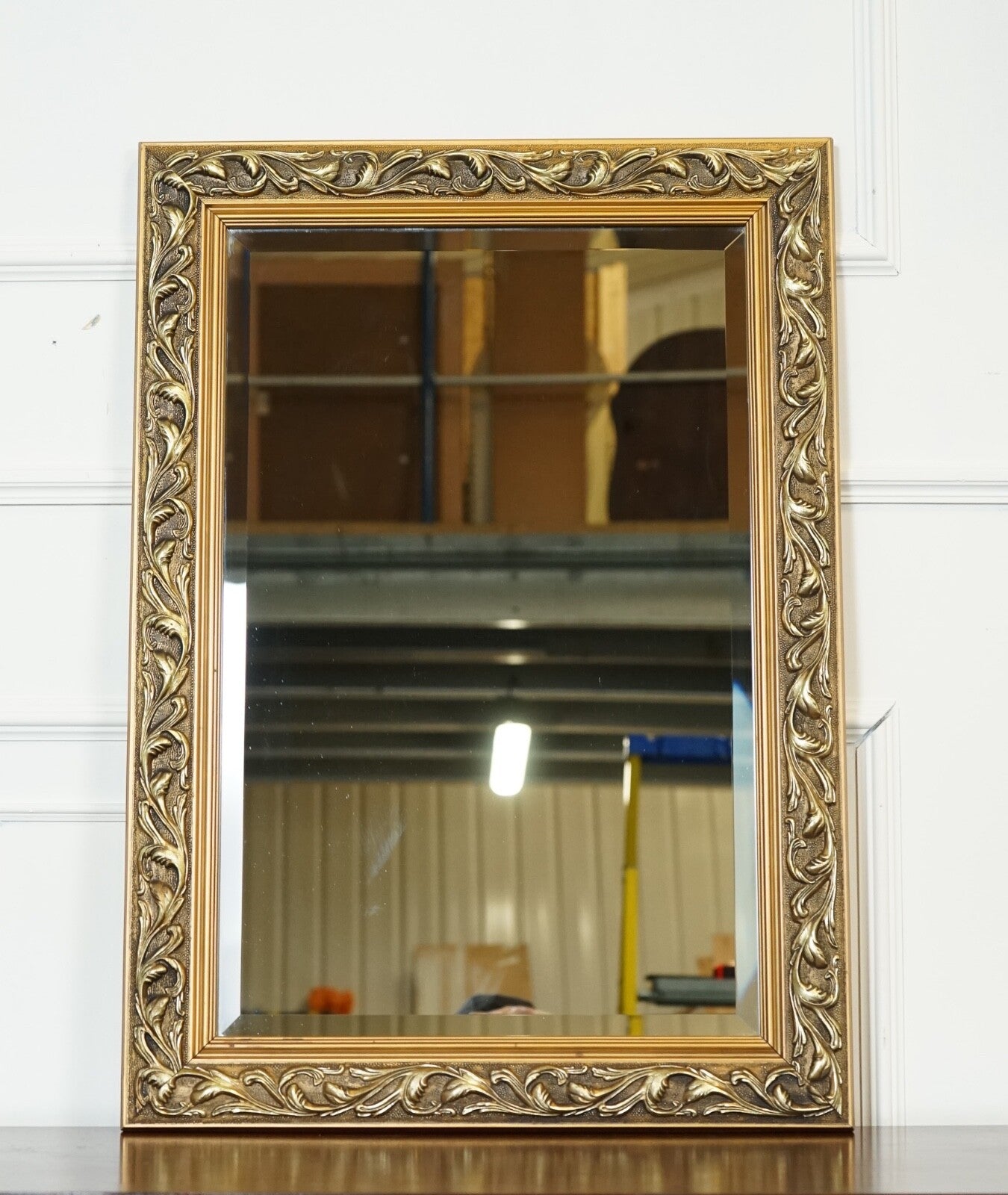 BEAUTIFUL VINTAGE CUSHIONED GILTWOOD BEVELLED MIRROR