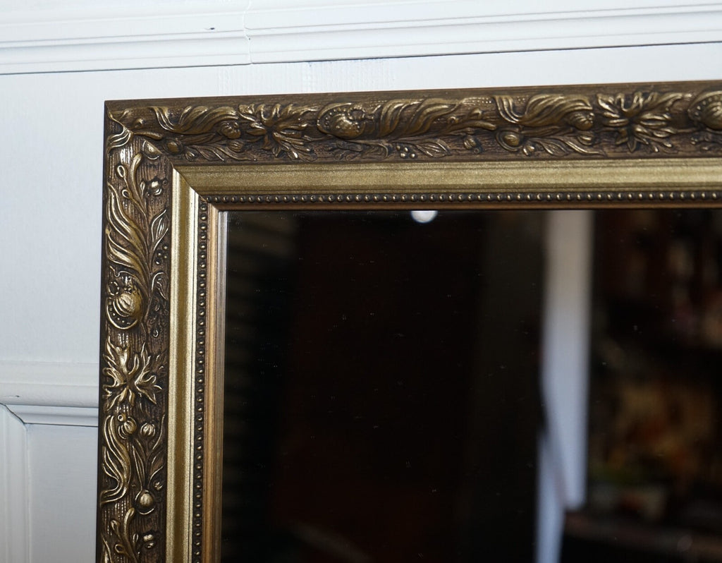 LOVELY VINTAGE GOLD ORNATE BEVELLED WALL MIRROR