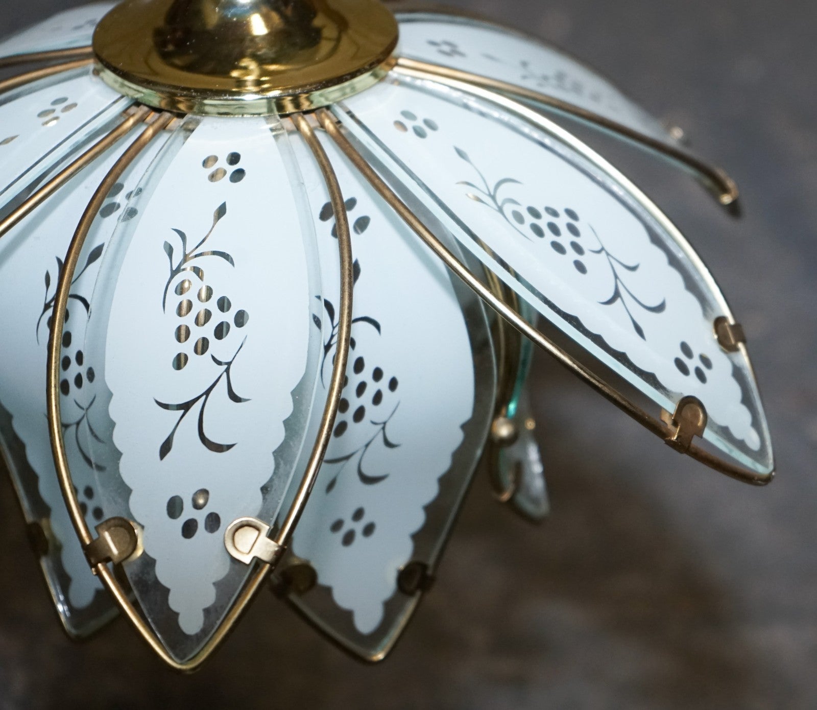 PAIR OF ART DECO STYLE 1960'S FLOWER LOTUS GLASS CEILING LAMPS