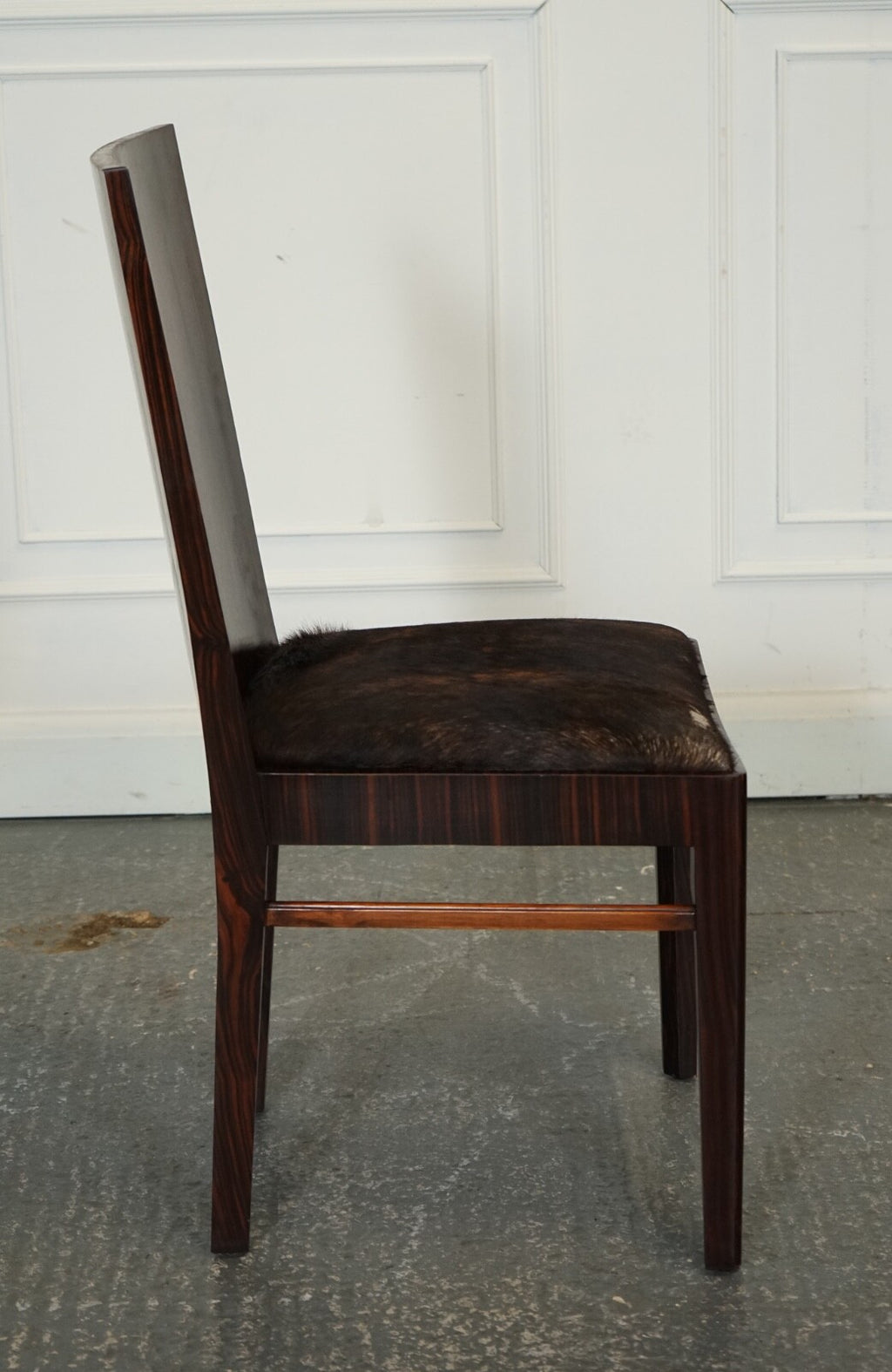 ART DECO STYLE THEODORE ALEXANDER OFFICE SIDE CHAIR WITH PONY HIDE SEAT