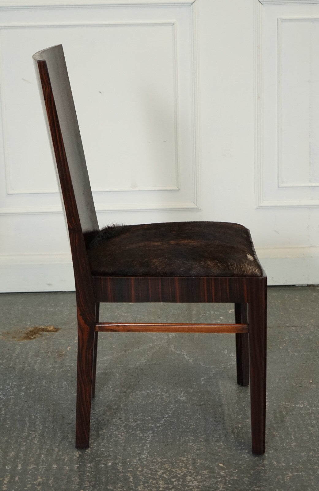 ART DECO STYLE THEODORE ALEXANDER OFFICE SIDE CHAIR WITH PONY HIDE SEAT