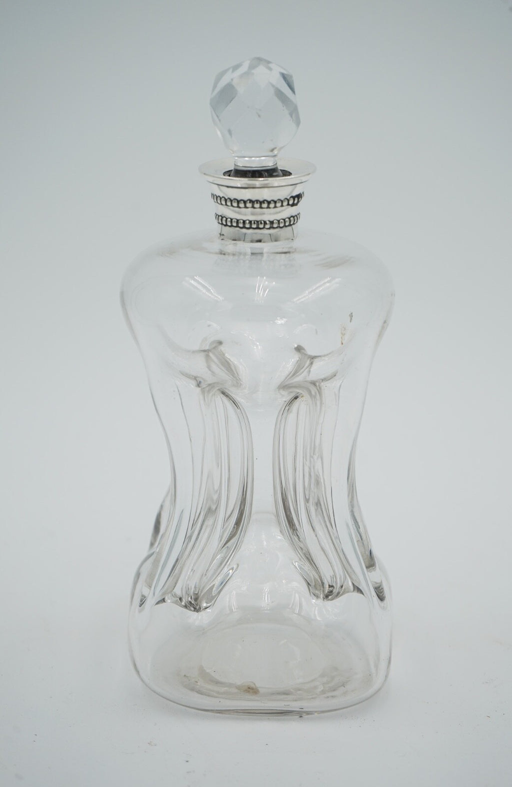 ANTIQUE 1891 WILLIAM HUTTON & SONS LONDON STERLING SILVER COLLAR PINCH DECANTER