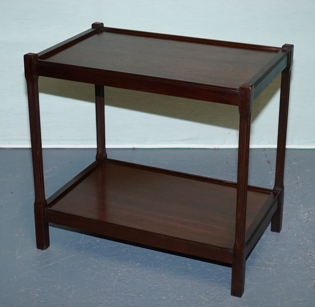 VINTAGE MID CENTURY HARDWOOD TWO TIER SIDE TABLE OCASSIONAL TABLE