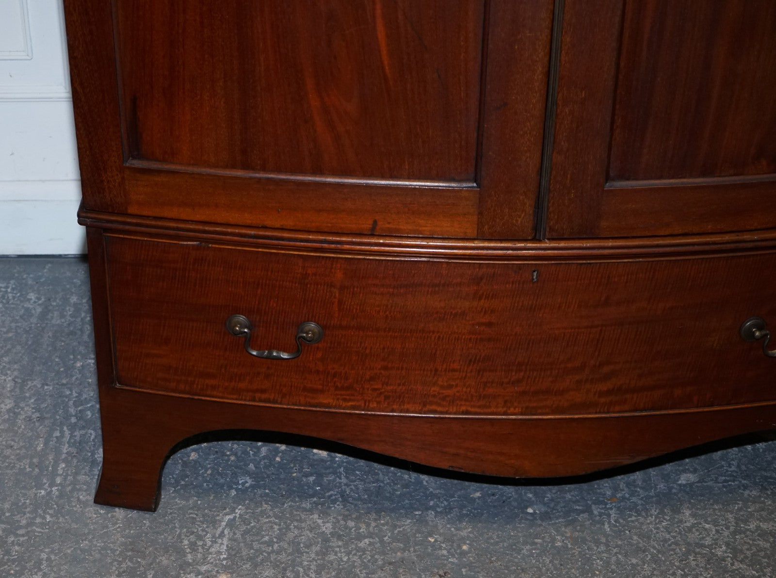 ANTIQUE ENGLISH GEORGE III LINEN PRESS CONVERTED TO WARDROBE