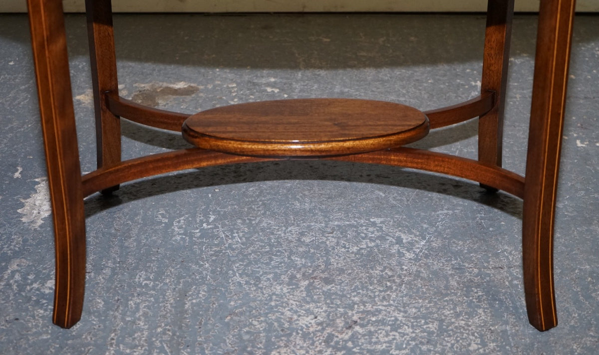ANTIQUE RESTORED GEORGE III OVL SERVING TRAY AND TABLE WITH  SCALLOPED GALLERY