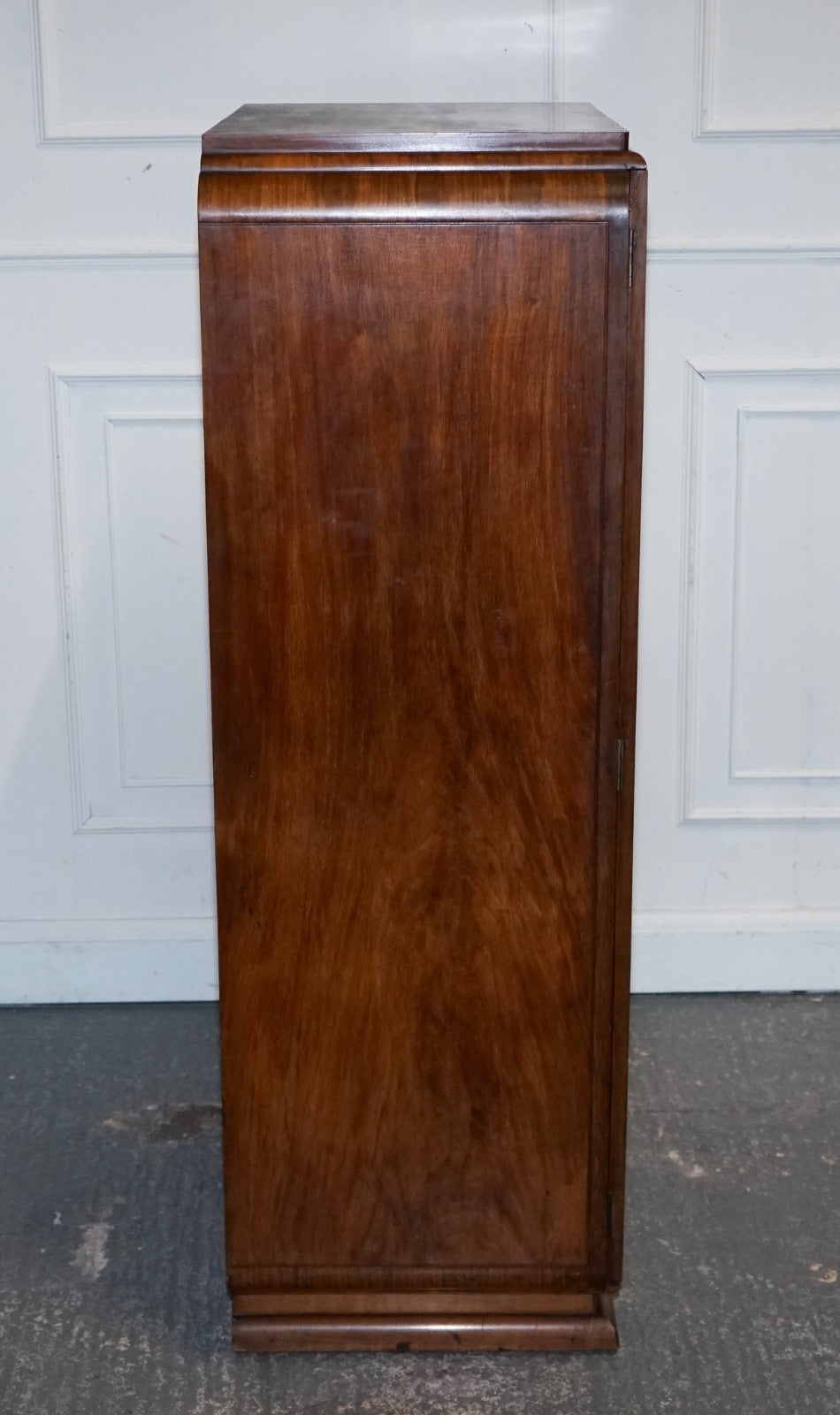 STUNNING ART DECO 1920'S PETITE BURR WALNUT TWO DOOR WARDROBE OR AMOIRE