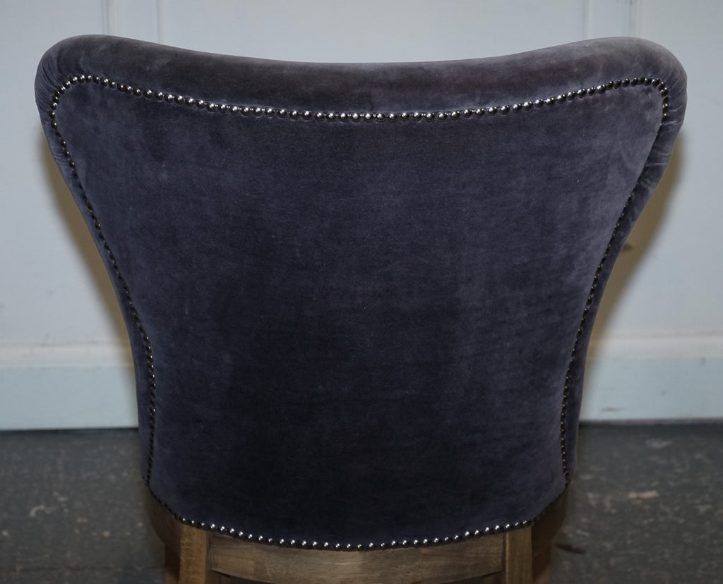 VINTAGE HALO RICHMOND SINGLE DESK OR DINING CHAIR NAVY VELVET FABRIC WITH STUDS
