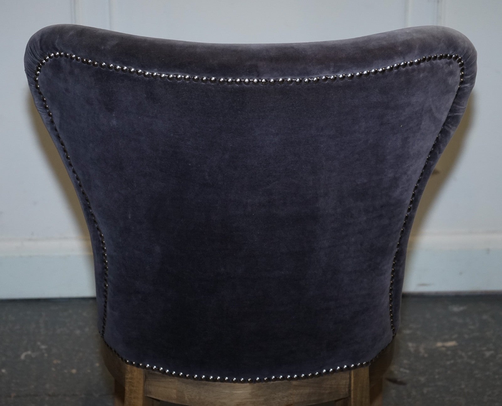 VINTAGE HALO RICHMOND SINGLE DESK OR DINING CHAIR NAVY VELVET FABRIC WITH STUDS