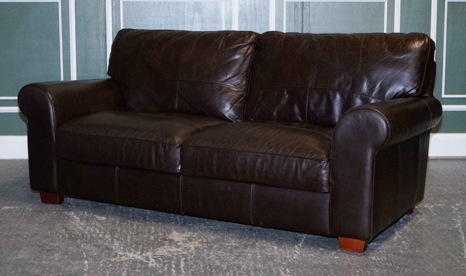 VINTAGE CHOCOLATE BROWN TWO TO THREE SEATER SOFA