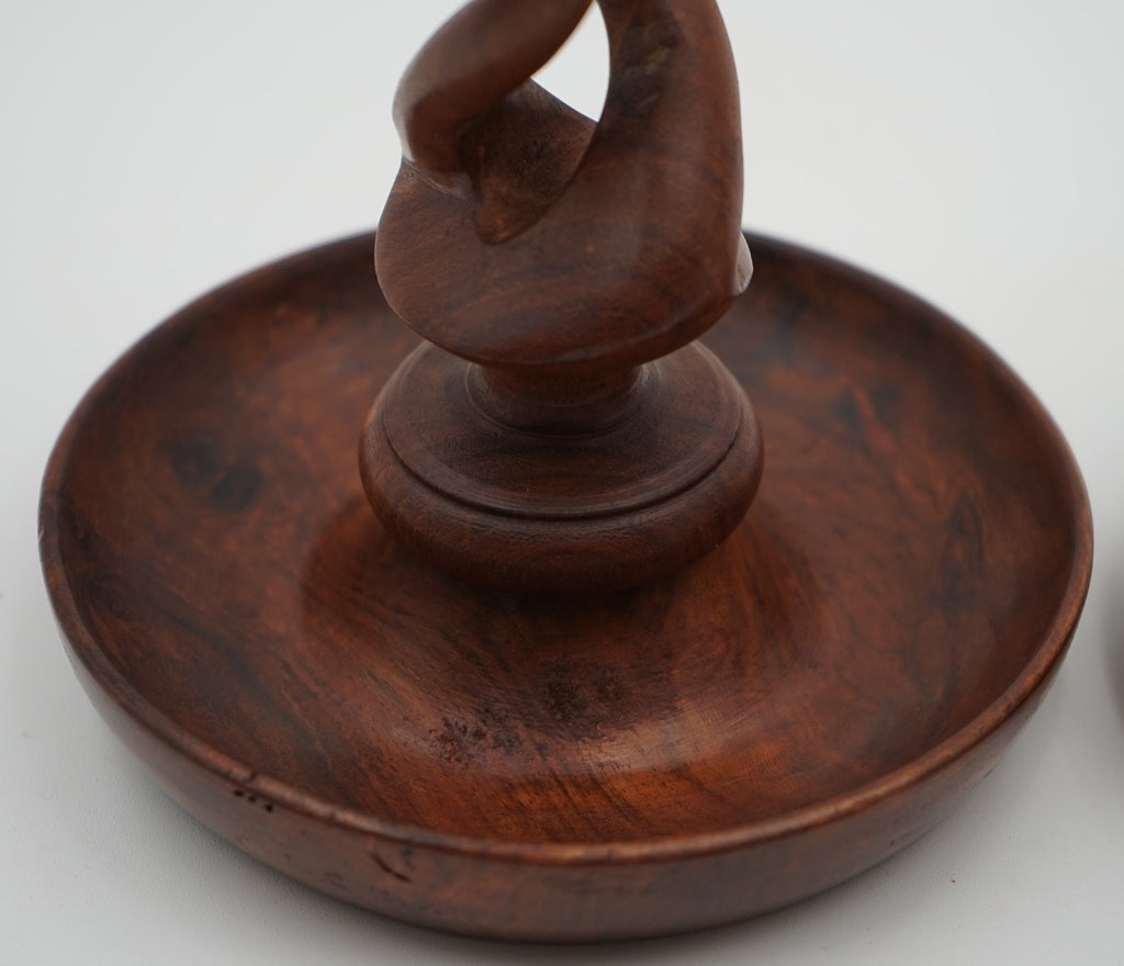 EARLY ViCTORIAN PAIR OF ENGLISH OAK BARLEY TWIST CANDLE STICKS (2)