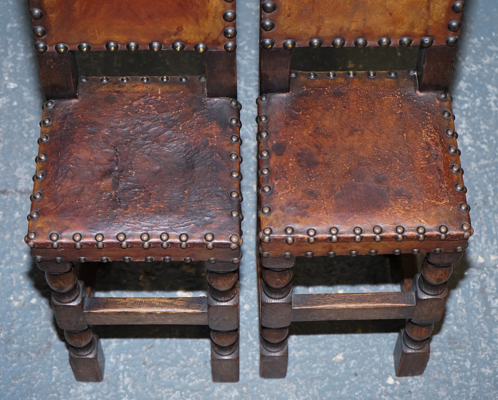 BEAUTIFUL PAIR OF DECORATIVE  17TH CENTURY REVIVAL OAK CHILDS CORRECTION CHAIR