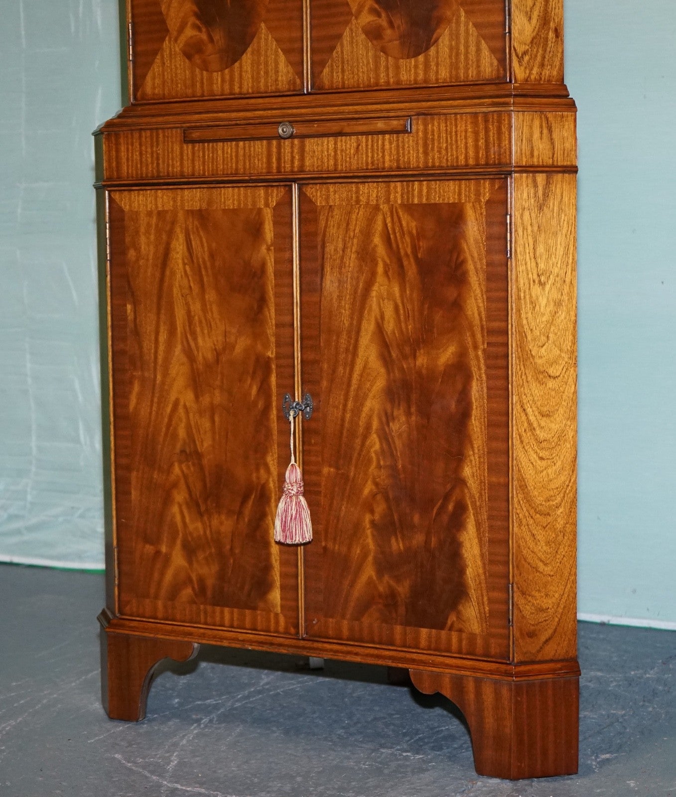VINTAGE ENGLISH N. NORMAN LTD HARDWOOD CORNER CABINET