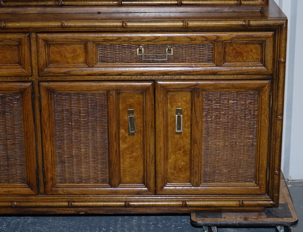 VINTAGE AMERICAN FAUX BAMBOO STYLE DISPLAY CABINET BOOKCASE BY BURLINGTON