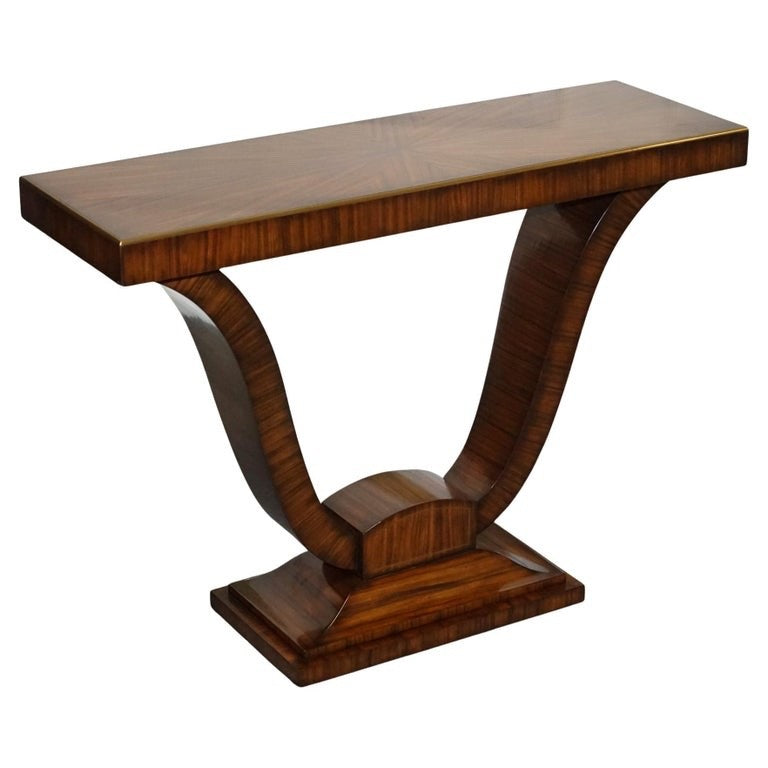 ART DECO EXOTIC MORADO & BRASS VANCUCCI SUNBURST CONSOLE BY THEODORE ALEXANDER